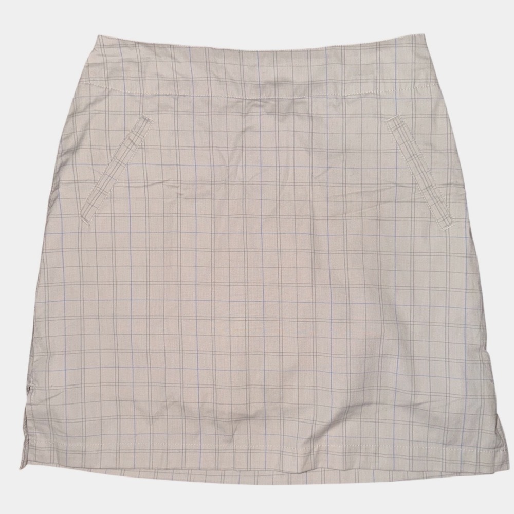 Line Up Womens Tan Plaid Golf Skort Size 6 Side Zip Cotton Stretch Activewear